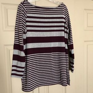 Grey/Maroon striped tunic from Dress Barn. Size L